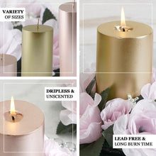 6inch Blush/Rose Gold Dripless Unscented Pillar Candle, Long Lasting Candle