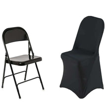 Black Premium Spandex Folding Chair Covers, Stretch Fitted Folding Chair Covers