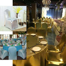 Shiny Metallic Gold Spandex Banquet Chair Cover, Glittering Premium Fitted Chair Cover