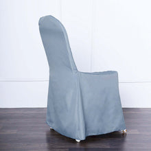 Dusty Blue Polyester Banquet Chair Covers, Reusable or 1x Use Stain Resistant Chair Covers