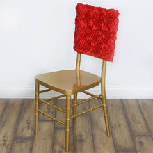 16 inches Red Satin Rosette Chiavari Chair Caps, Chair Back Covers