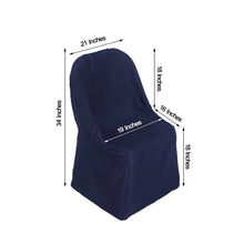 Navy Blue Polyester Folding Round Chair Covers, Reusable or 1x Use Stain Resistant Chair Covers