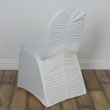 Ivory Milan Ruched Spandex Banquet Chair Cover, Premium Fitted Chair Cover