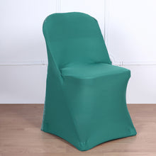 Turquoise Spandex Stretch Folding Chair Cover, Fitted Chair Cover with Metallic Glittering Back
