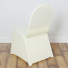 Ivory Spandex Stretch Fitted Banquet Chair Cover With Foot Pockets - 160GSM Premium Spandex