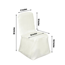 Ivory Polyester Square Top Banquet Chair Covers, Reusable or 1x Use Chair Covers