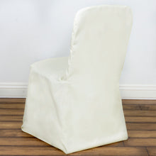 Ivory Polyester Square Top Banquet Chair Covers, Reusable or 1x Use Chair Covers