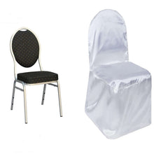 White Glossy Satin Banquet Chair Covers, Reusable Elegant Chair Covers