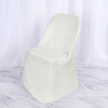 Ivory Glossy Satin Folding Chair Covers, Reusable Elegant Chair Covers