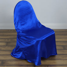Royal Blue Universal Satin Chair Covers, Folding, Dining, Banquet & Standard Size Chair Covers