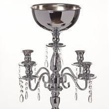 33inch Silver Metal 4 Arm Candelabra Votive Candle Holder, Flower Vase Bowl