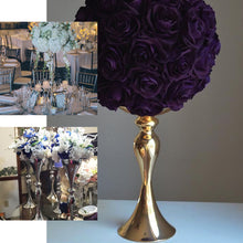 25inch Tall Shiny Gold Metal Floral Trumpet Vase Riser, Floor Flower Vase
