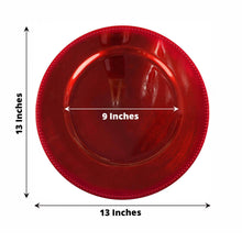 6 Pack | 13inch Beaded Red Acrylic Plastic Round Charger Plate, Event Tabletop Decor