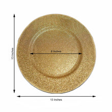 6 Pack | 13inch Gold Glitter Acrylic Plastic Round Charger Plates, Glam Table Decor