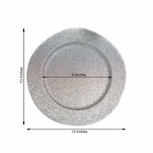 6 Pack | 13inch Silver Glitter Acrylic Plastic Round Charger Plates, Glam Table Decor