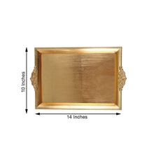 2 Pack | Gold Rectangle Decorative Acrylic Serving Trays With Embossed Rims - 14x10inch