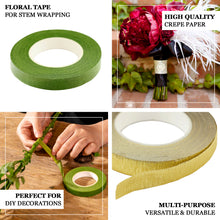 2 Pack | 90ft 1/2inch Green Floral Bouquet Stem Wrap Tape, Craft Adhesive Stem Wrap