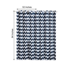 White/Navy Blue Chevron Design Thermal Blackout Curtains With Chrome Grommet Window Treatment Panels