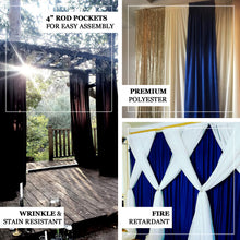 2 Pack | White Fire Retardant Polyester Curtain Panel Backdrops With Rod Pockets - 5ftx10ft