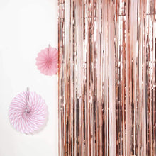 8ft Rose Gold Metallic Tinsel Foil Fringe Curtain Backdrops For Doorway/Party - Blush