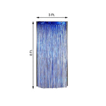 8ft Royal Blue Metallic Tinsel Foil Fringe Curtain Backdrops For Doorway/Party