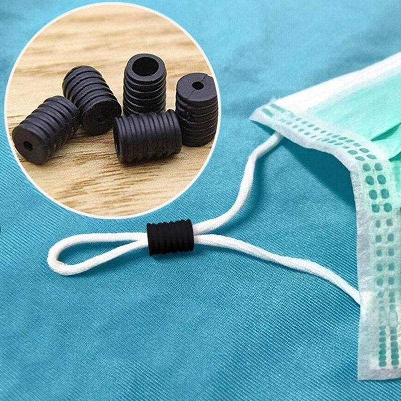 Kids Cord Locks Silicone Toggles for Drawstrings Elastic Mask Adjustment Buckle Rope Adjuster Non Slip Cord Stopper for Adults Black-200 Pcs 