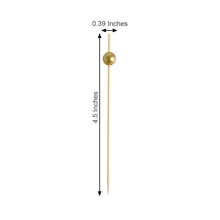 100 Pack | 4.5Inch Gold Pearl Bamboo Skewers Cocktail Picks, Stir Sticks, Eco Friendly