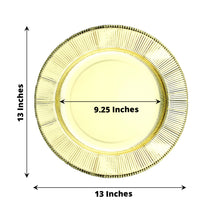 Sunray Metallic Gold 13Inch Disposable Charger Plates, Cardboard Serving Tray, Round - 350 GSM