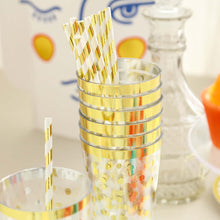 12 Pack | Gold Rim Polka Dot 16oz Plastic Cups, Disposable Tumblers