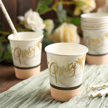 24 Pack | Blush/Rose Gold Marble 9oz Paper Cups, Disposable Cups For Party & All Purpose Use