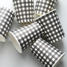 Black/White Checkered 9oz Paper Cups, Disposable Cups For Picnic, Birthday Party & All Purpose Use