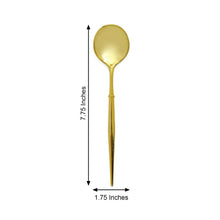 24 Pack | 8" Gold Heavy Duty Plastic Spoons, Disposable Premium Plastic Silverware