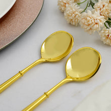 24 Pack | 8inch Shiny Gold Plastic Spoons Modern Flatware, Plastic Silverware