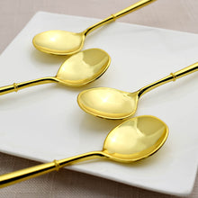 24 Pack | 8inch Shiny Gold Plastic Spoons Modern Flatware, Plastic Silverware