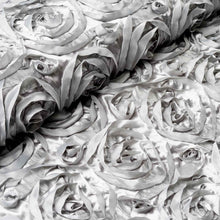 54" X 4 Yards Silver Satin Rosette Fabric by the Bolt #whtbkgd