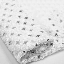 54" x 4 Yards White/Silver Satin Design Sequined Tulle Fabric by the Bolt