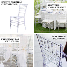 4 Pack | Clear Resin Transparent Chiavari Chair, Armless Stackable Chairs