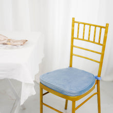 Dusty Blue Velvet Memory Foam Seat Cushion - Chiavari Chair Cushion Pads Velcro Strap Velvet Cover