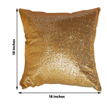 2 Pack | 18inch x 18inch Sequin Throw Pillow Cover, Decorative Cushion Case - Square Gold Sequin