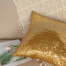 2 Pack | 18inch x 18inch Sequin Throw Pillow Cover, Decorative Cushion Case - Square Gold Sequin