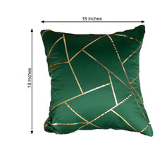 2 Pack | 18"x18" Satin Throw Pillow Cover Decorative Cushion Case - Square - Lamour Satin Hunter Emerald Green/Gold Foil Print