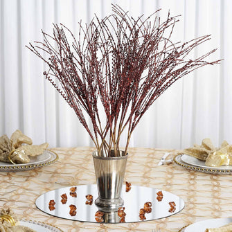 12 x Wavy Glittered Stems - Chocolate