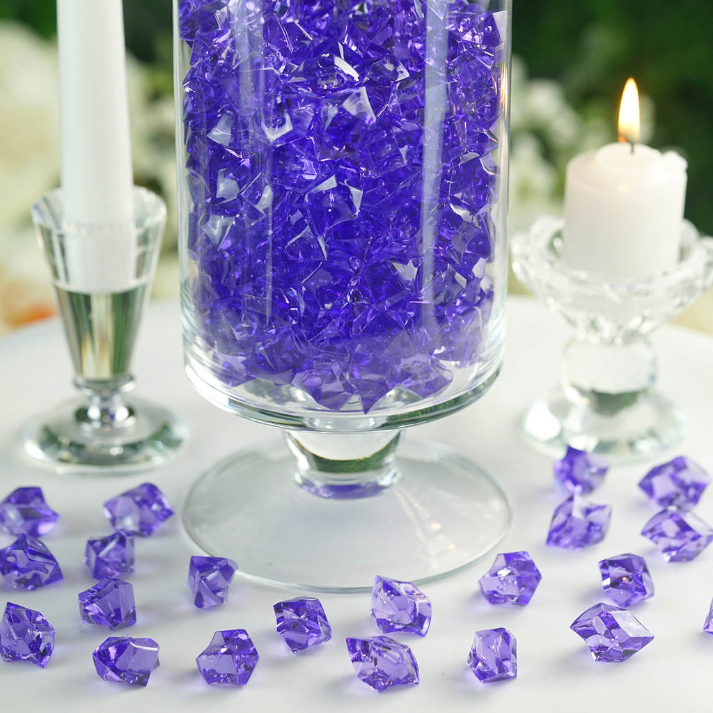 200x Purple Acrylic Ice Chip Table Scatter Confetti Floral Arranging Vase Filler 