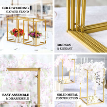 32inch Matte Gold Wedding Flower Stand - Metal Vase Column Stand - Geometric Centerpiece Vase