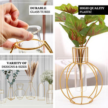 Set of 2 | 6 inch Gold Metal Geometric Vase Wedding Centerpieces | Test Tube Vase
