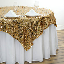 72" x 72" Gold Premium Big Payette Sequin Overlay