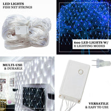 20FT x 10FT | 600 White LED Net Lights Fishing String With 8 Lighting Modes