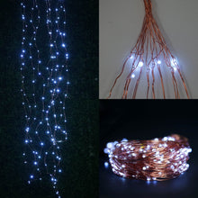 8FT | 200 LED | Waterfall Lights | 10 Strands | Copper Spray Strands | Battery Operated Fairy lights | White