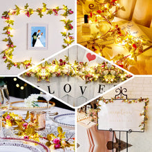 7FT | 20 LED Artificial Rose Flower Garland, Battery Operated Warm White Fairy String Lights