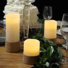 Set of 3 | Natural Flameless Candles | Battery Operated LED Pillar Candle Lights with Remote Timer - 4"|6"|8"